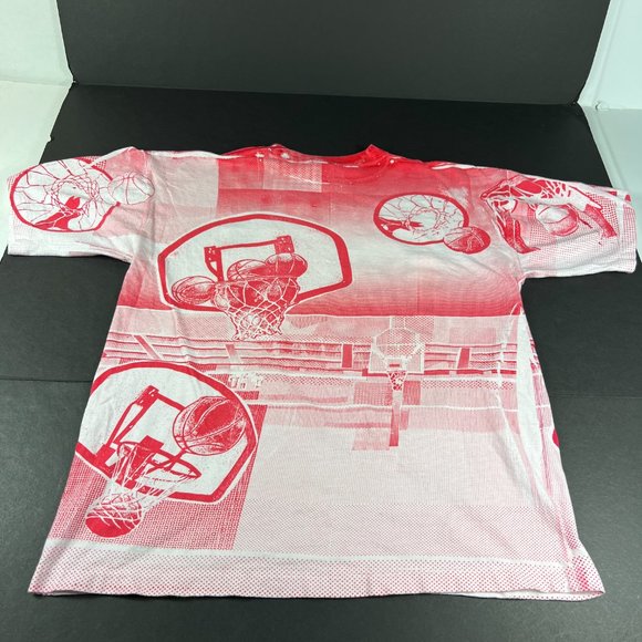 VTG 1992 NBA Champs Chicago Bulls AOP Shirt Extra Large White Red Single Stitch - Picture 8 of 11